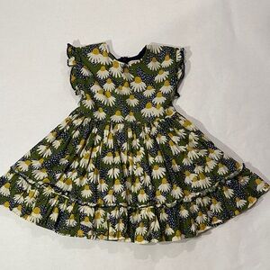 Pink Chicken Daisy Print Kids Dress